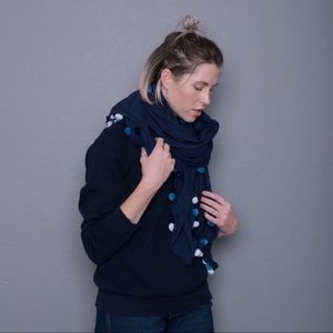 L.L. Bean long sleeve crewneck sweater and scarf.